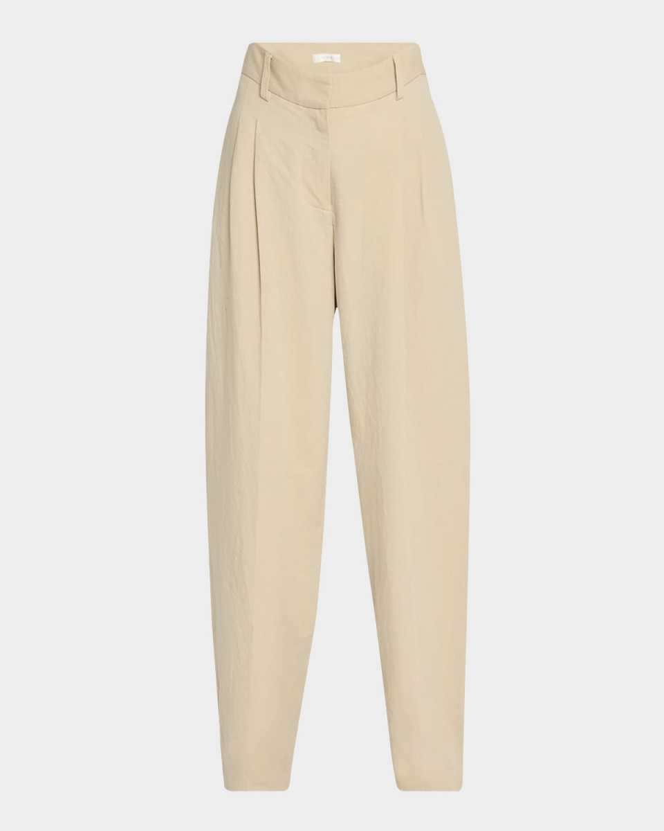 Lilas Pleated Wide-Leg Cotton-Linen Pants